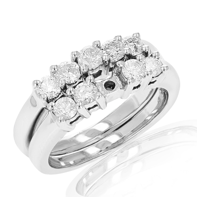 Vir Jewels 1.10 Cttw Semi Mount Diamond Wedding Bridal Set 14k White Gold Round