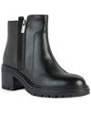 Geox Damiana Snakeskin Embossed Block Boot In Black