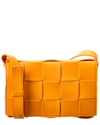 Bottega Veneta Cassette Mini Intrecciato Leather Crossbody Bag In Orange