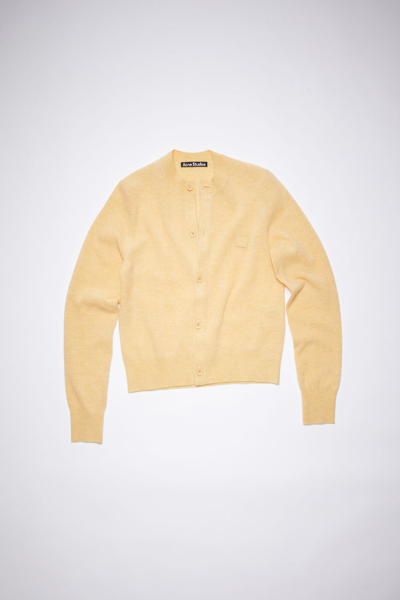 Acne Studios Wool Crew Neck Cardigan In Light Yellow Melange