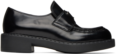 Prada Chocolate Loafers In Black Brushed Leather