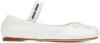 MIU MIU WHITE SATIN BALLERINA FLATS