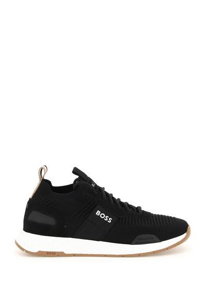 Hugo Boss Sock Trainers With Repreve Uppers In Black