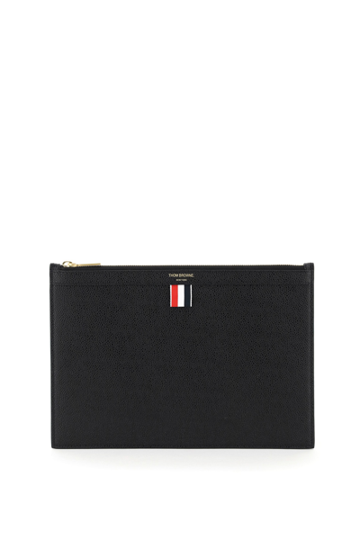 Thom Browne Grain Leather Document Holder Pouch In Pink