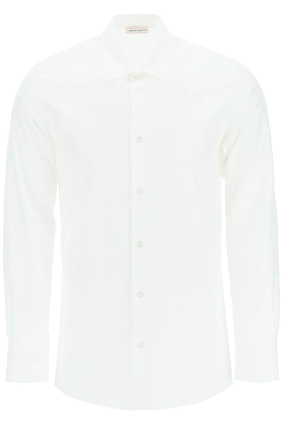 Alexander Mcqueen Graffiti Logo Jacquard Cotton Shirt In White