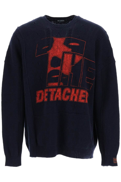 Raf Simons Detached Oversized Merino Wool Sweater In Blue