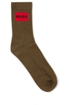 Hugo Boss Two-pack Of Ribbed Socks With Red Logo Label In Brown