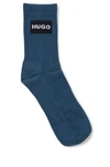 Hugo Boss Two-pack Of Ribbed Socks With Red Logo Label In Dark Blue