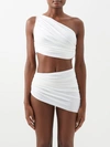 Norma Kamali Diana One-shoulder Ruched Bikini Top In White