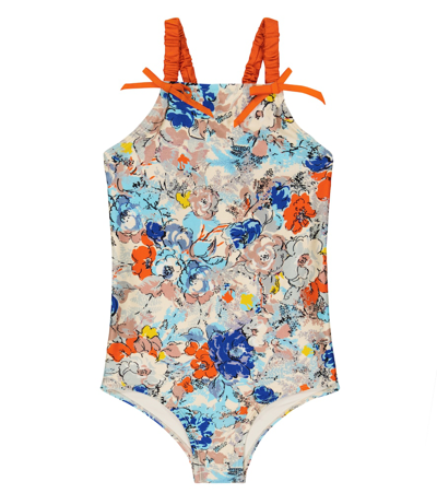 Zimmermann Kids' Little Girl's & Girl's Clover Gathered Strap Swimsuit In Topaz Peony Floral