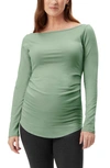 STOWAWAY COLLECTION BALLET NECK LONG SLEEVE MATERNITY TOP