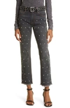 Isabel Marant Étoile Black Dulano Beaded Straight-leg Jeans In Faded Black