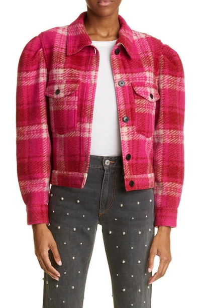 Isabel Marant Étoile Leiko Cropped Plaid Shacket In Multi