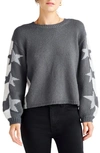 Splendid Coming And Going Womens Ribbed Knit Printed Crewneck Sweater In Grey