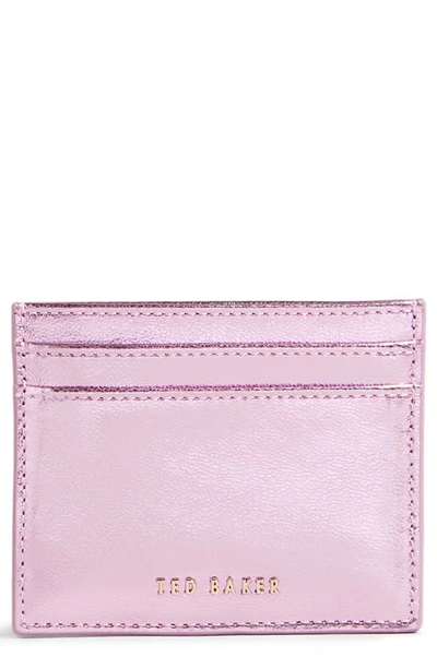 Ted Baker Liibbaa Metallic Leather Card Holder In Pink