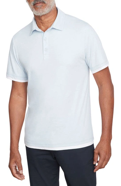 Vince Double Layer Polo In H Oxford Blue/ Optic