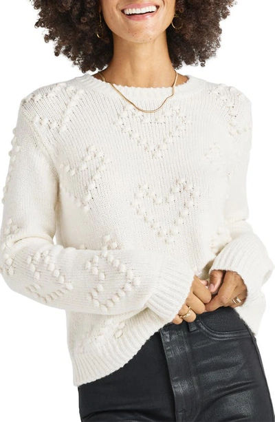 Splendid Daphne Pom Heart Crewneck Sweater In Marshmallow