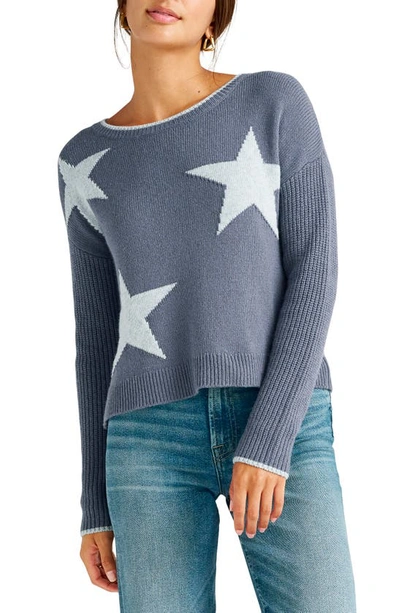Splendid Frances Intarsia Crewneck Sweater In Ash Navy
