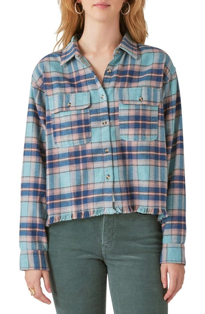 Lucky Brand Raw Edge Plaid Button-up Shirt In Blue