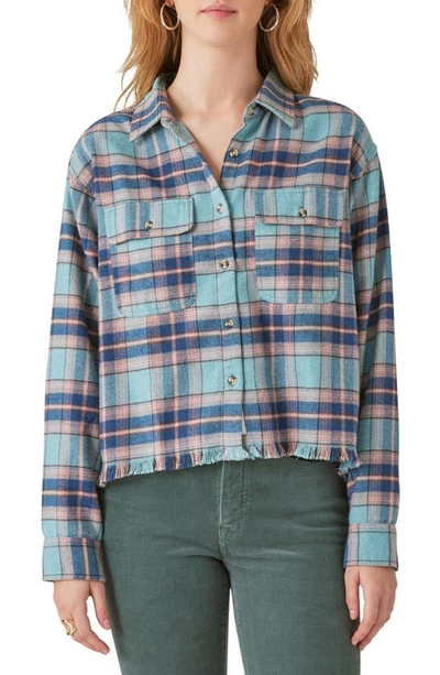 Lucky Brand Raw Edge Plaid Button-up Shirt In Blue Plaid