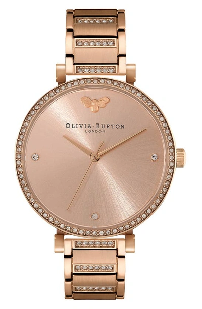 Olivia Burton Women's T-bar Carnation Gold-tone Stainless Steel Bracelet Watch 32mm In Rose Gold