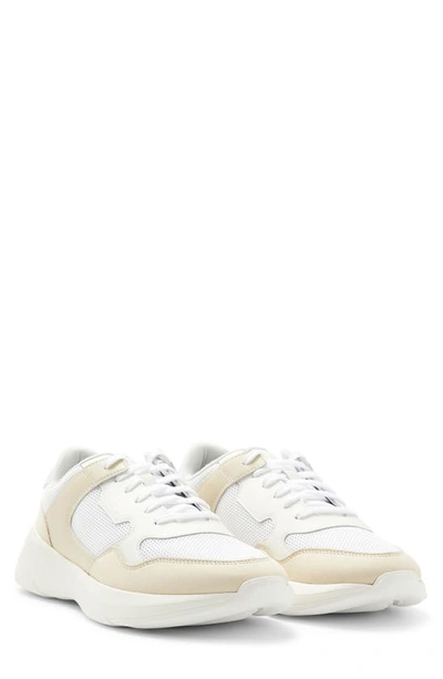 Hugo Boss Hybrid Trainers With Bonded Leather And Mesh In Light Beige