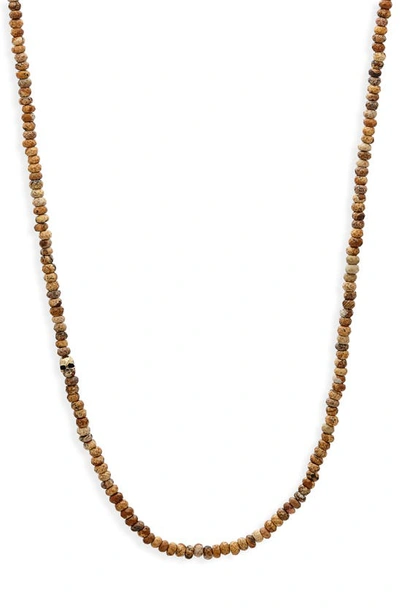 John Varvatos Skull Beaded Necklace In Brown