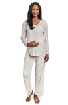 Everly Grey Maternity Laina Top & Pants /nursing Pajama Set In Mosaic