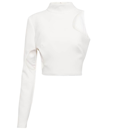 Monot Asymmetric Cutout Cropped Top In White