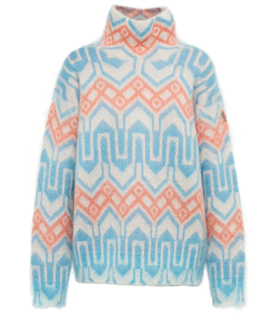 Moncler Grenoble Jacquard-knit Mohair-blend Turtleneck Sweater In Multi
