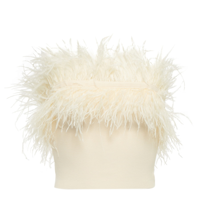 Staud Nellie Feather-trim Bandeau Top In Ivory