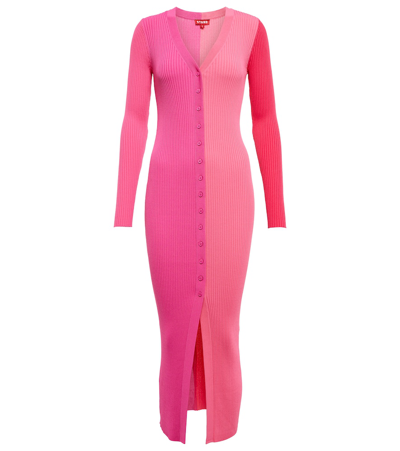 Staud Shoko Colorblock Body-con Sweaterdress In Fuchsia,pink
