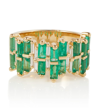 SUZANNE KALAN 18KT GOLD RING WITH DIAMONDS AND EMERALDS