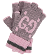 Gucci Gg Jacquard Cashmere Gloves In Graphite/pink