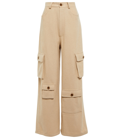 The Frankie Shop Hailey Wool And Nylon Cargo Trousers In Beige