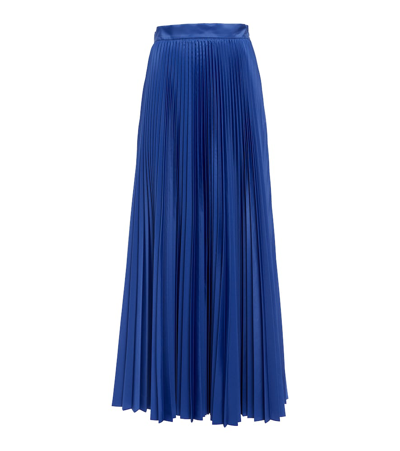 Max Mara Calte Pleated Taffeta Maxi Skirt In Blue