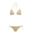 Oseree Oséree Metallic Gold Bikini With Halterneck Design And Glitter Finish In Platinum