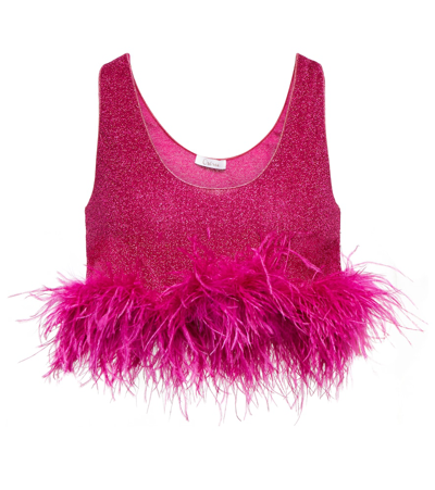 Oseree Oséree Lumière Plumage Crop Top In Pink