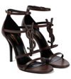 Saint Laurent Cassandra Ysl Medallion Stiletto Sandals In Dark Chocolate