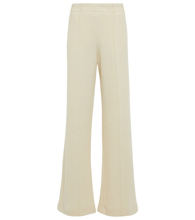 Chloé High-rise Wide-leg Wool Trousers In White