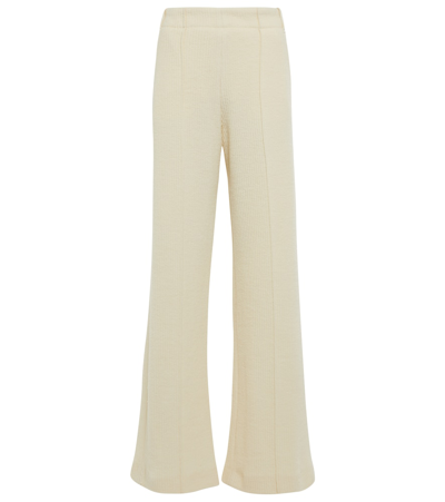 Chloé High-rise Wide-leg Wool Pants In White