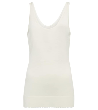 Chloé Knit Scallop-trim Tank In Iconic Milk