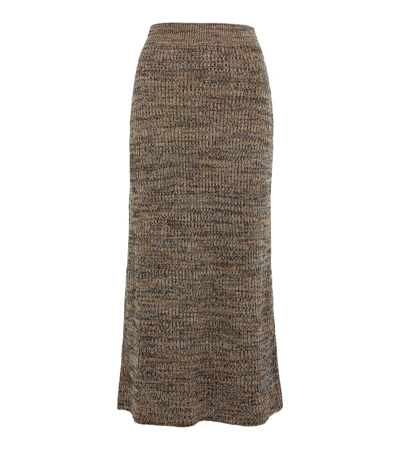 Chloé Cashmere And Silk-blend Skirt In Multicolor Beige 1