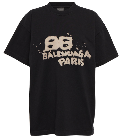 Balenciaga Logo棉质大廓形t恤 In Black