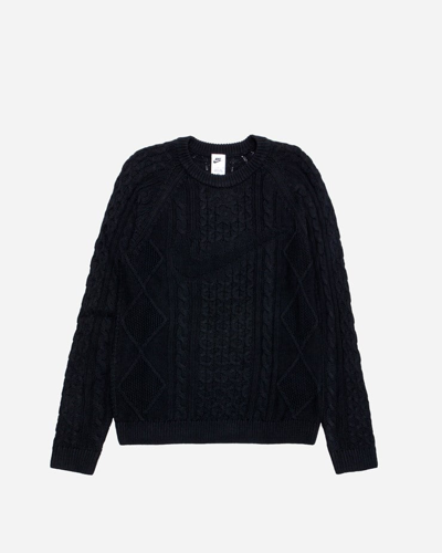 Nike Cable Knit Sweater In Black