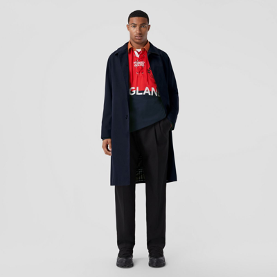 Burberry Long Camden Heritage Car Coat In Coal Blue