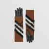 BURBERRY BURBERRY CHEVRON CHECK OVERLAY LEATHER GLOVES