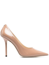 Jimmy Choo Love 100 Pumps In Patent Leather In Neutrals