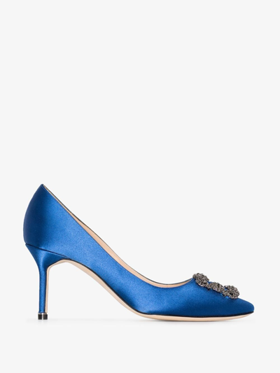 MANOLO BLAHNIK HANGISI 70 SATIN PUMPS - WOMEN'S - LEATHER/SATIN,9XX0662005315473707