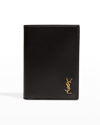 Saint Laurent Men's Ysl Leather Wallet In Black